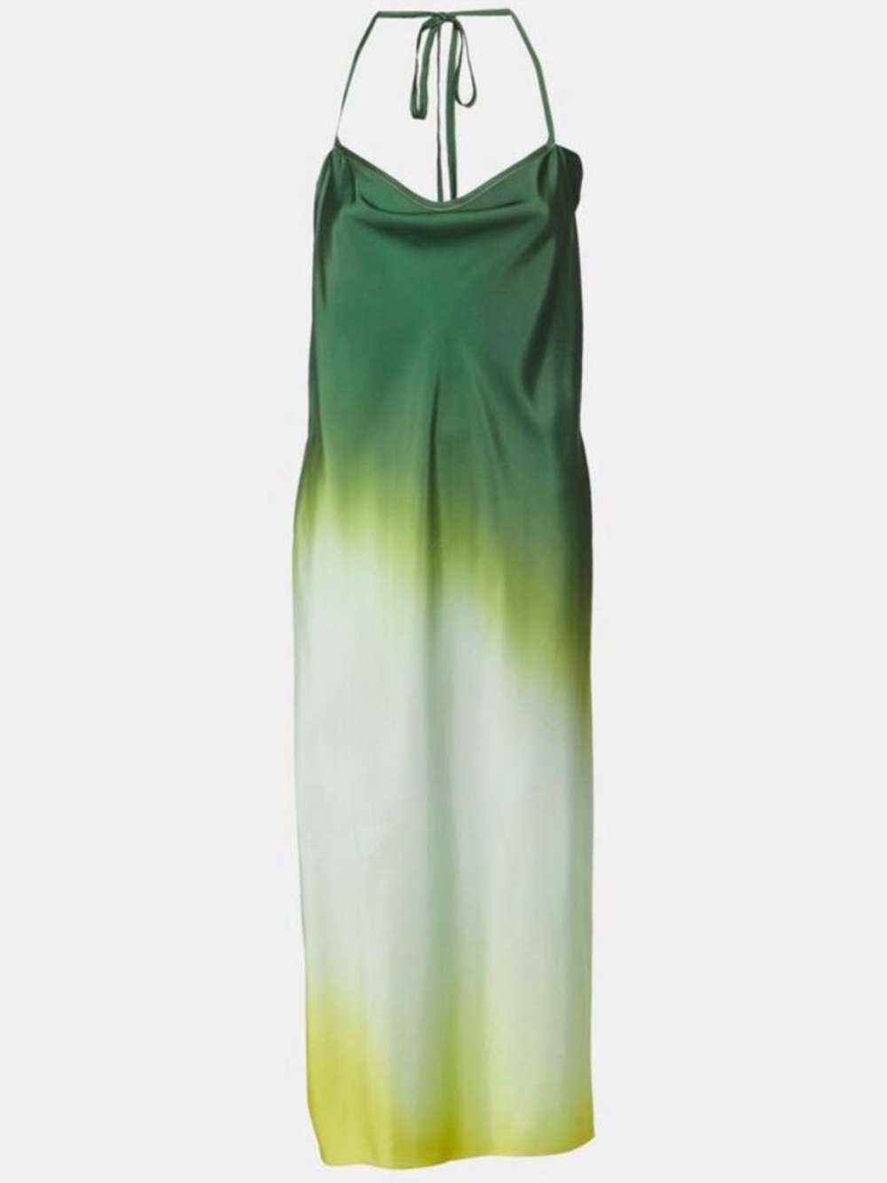 Rat & Boa Maxi Green Yellow Ombre Halter Slip Dress